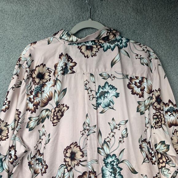 Lauren Ralph Lauren Shirt Womens 3X Pink Floral Button Front Long Sleeve Plus - Picture 9 of 15